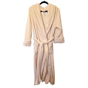 Carole Hochman Women's Long Plush Cream Wrap Belted House Coat Bathrobe XXL